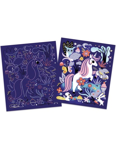 Kit Créatif - Scratch Art Licornes : Collection "Les Ateliers du Calme" - Janod