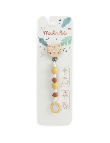 Attache-tétine tigre bois silicone La forêt Mawa - Moulin Roty