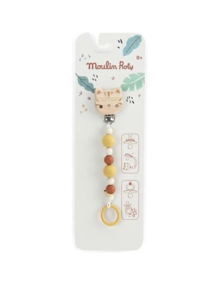 Attache-tétine tigre bois silicone La forêt Mawa - Moulin Roty