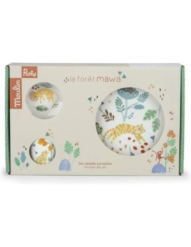 Set vaisselle porcelaine La forêt Mawa - Moulin Roty