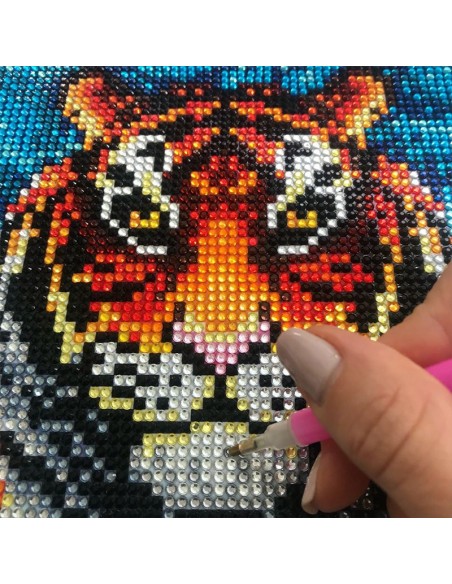 Activité créative - canevas à diamanter - tigre - Sentosphère