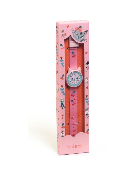 Montre Chat pour petite fille - Montre pédagogique Djeco Ticlock