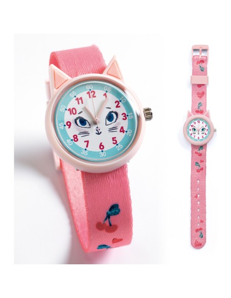 Montre Chat pour petite fille - Montre pédagogique Djeco Ticlock