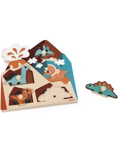 Puzzle Sonore Dino 5 pièces : Puzzles en bois premier âge - Janod
