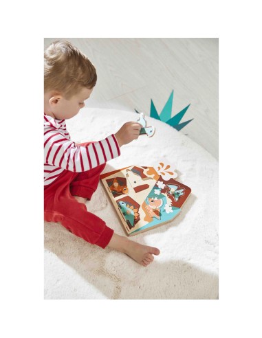 Puzzle Sonore Dino 5 pièces : Puzzles en bois premier âge - Janod