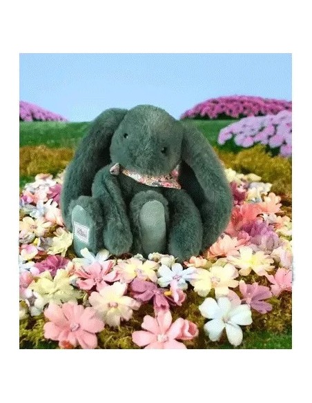 Lapin Fleurette : Peluche Lapin vert 25 cm - Doudou et Compagnie