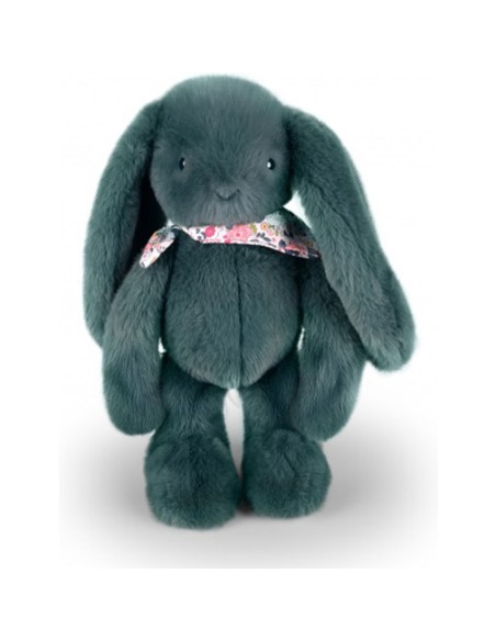 Peluche Lapin Vert 35 cm : Lapin Fleurette - Doudou et Compagnie