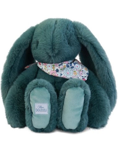 Peluche Lapin Vert 35 cm : Lapin Fleurette - Doudou et Compagnie