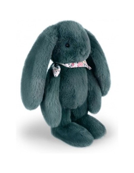 Peluche Lapin Vert 35 cm : Lapin Fleurette - Doudou et Compagnie