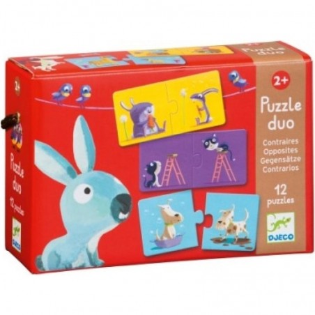 Puzzle duo Animaux - Associer les contraires - Djeco