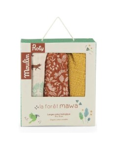 Set de 3 langes imprimés La forêt Mawa - Moulin Roty