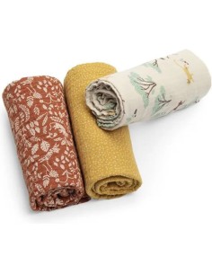 Set de 3 langes imprimés La forêt Mawa - Moulin Roty 2