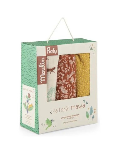 Set de 3 langes imprimés La forêt Mawa - Moulin Roty