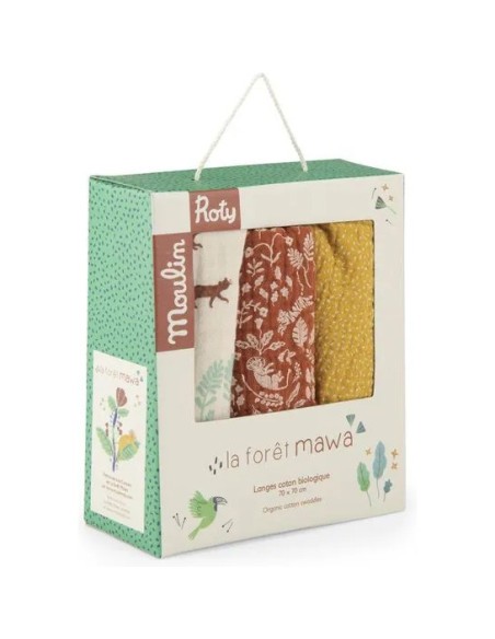 Set de 3 langes imprimés La forêt Mawa - Moulin Roty
