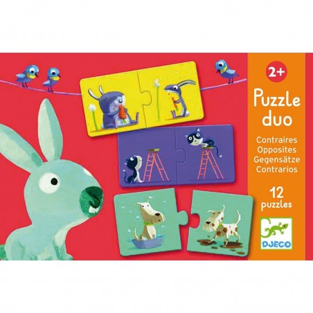 Puzzle duo Animaux - Associer les contraires - Djeco
