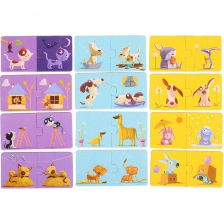 Puzzle duo Animaux - Associer les contraires - Djeco