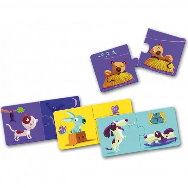 Puzzle duo Animaux - Associer les contraires - Djeco