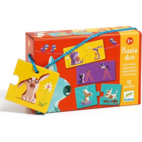 Puzzle duo Animaux - Associer les contraires - Djeco