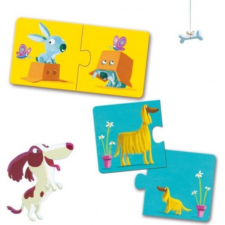 Puzzle duo Animaux - Associer les contraires - Djeco