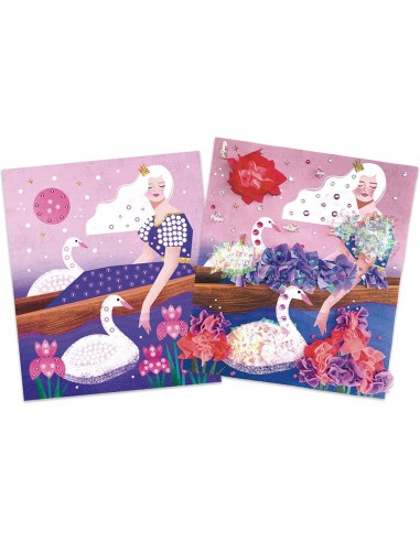 Kit Créatif - Froufrous à Piquer et Strass à Coller Princesses : Sable, Paillettes, Dorure & Strass - Janod