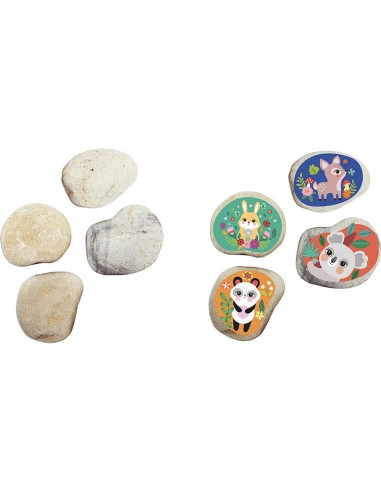 Kit Créatif - 4 Galets à Décorer Animaux : Collection "Les Ateliers Déco" - Janod