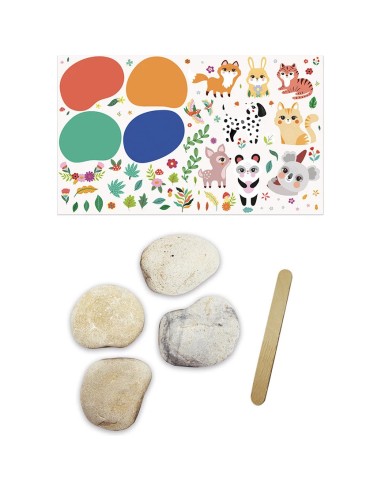 Kit Créatif - 4 Galets à Décorer Animaux : Collection "Les Ateliers Déco" - Janod