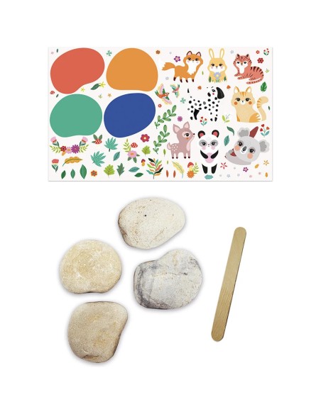 Kit Créatif - 4 Galets à Décorer Animaux : Collection "Les Ateliers Déco" - Janod