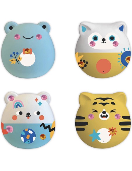 Kit Créatif - 6 Animaux en Plâtre à Décorer : Collection "Les Ateliers Déco" - Janod