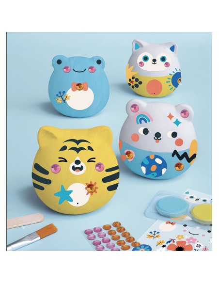 Kit Créatif - 6 Animaux en Plâtre à Décorer : Collection "Les Ateliers Déco" - Janod