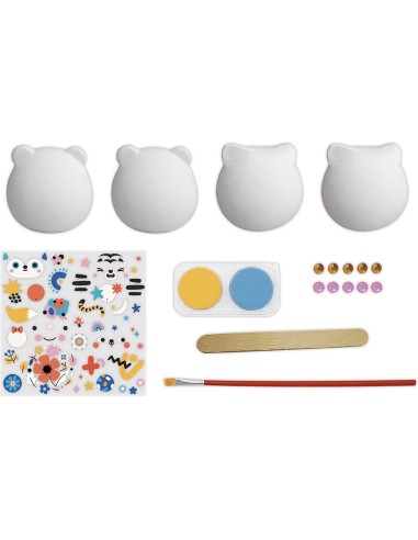 Kit Créatif - 6 Animaux en Plâtre à Décorer : Collection "Les Ateliers Déco" - Janod