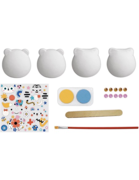 Kit Créatif - 6 Animaux en Plâtre à Décorer : Collection "Les Ateliers Déco" - Janod