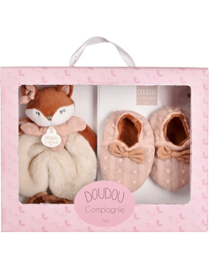 Coffret doudou et chaussons Mina doudou et compagnie