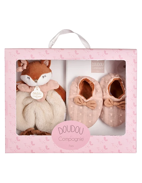 Coffret doudou et chaussons Mina doudou et compagnie