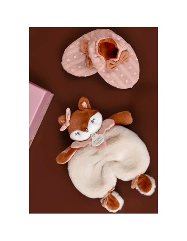 Coffret doudou et chaussons Mina doudou et compagnie