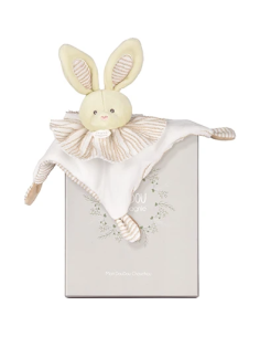 Doudou lapin plat 20 cm les chouchoux doudou et compagnie