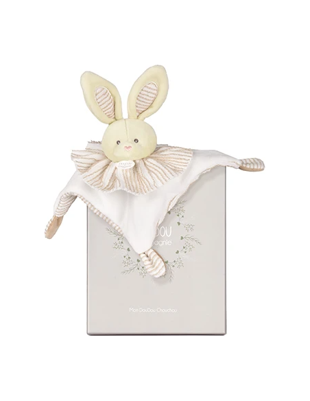 Doudou lapin plat 20 cm les chouchoux doudou et compagnie
