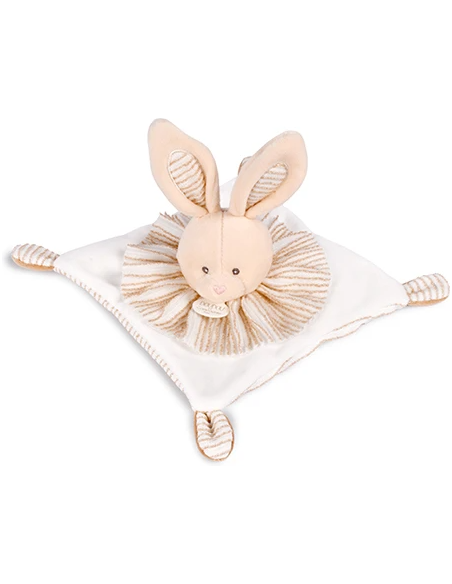 Doudou lapin plat 20 cm les chouchoux doudou et compagnie