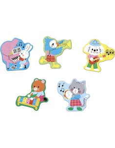 5 Puzzles évolutifs Musique : Puzzles en bois premier âge - Janod