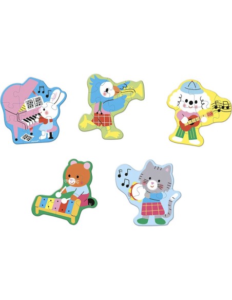 5 Puzzles évolutifs Musique : Puzzles en bois premier âge - Janod