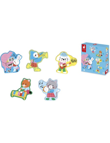 5 Puzzles évolutifs Musique : Puzzles en bois premier âge - Janod