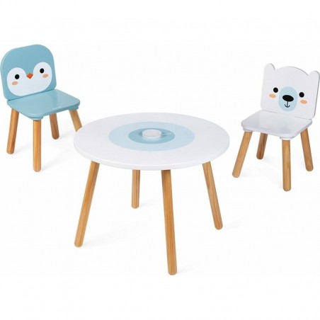 Table et 2 Chaises en bois Janod