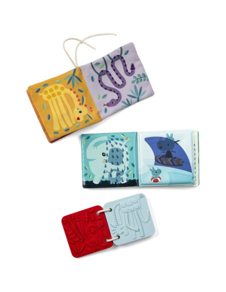 Cadeau de naissance - 3 livres sensoriels pour bébé - Jungle - Livre d'activités - Lilliputiens