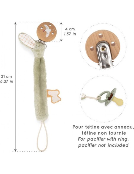 Attache-tétine verte en tissu pour bébé - Dès la naissance - Kaloo