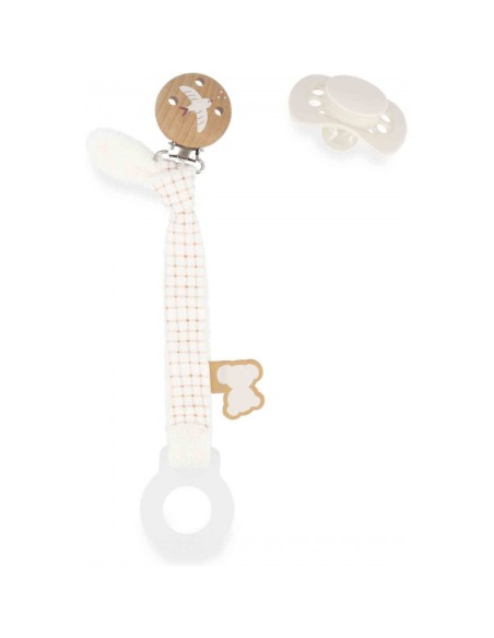 Attache-tétine crème en tissu pour bébé - Dès la naissance - Kaloo