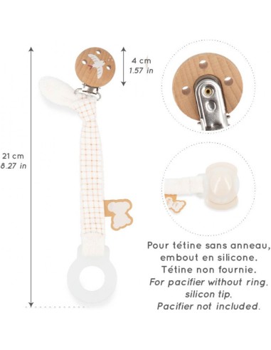 Attache-tétine crème en tissu pour bébé - Dès la naissance - Kaloo