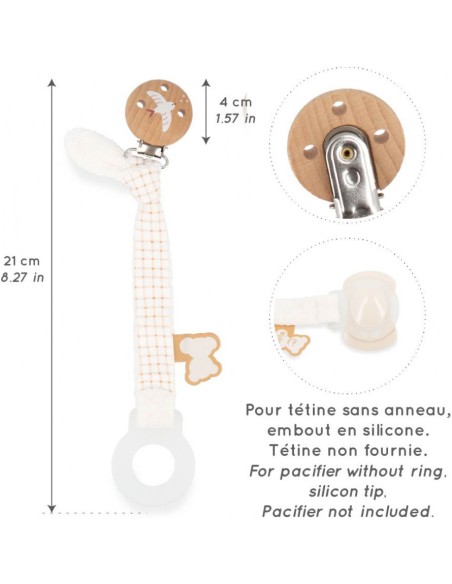 Attache-tétine crème en tissu pour bébé - Dès la naissance - Kaloo