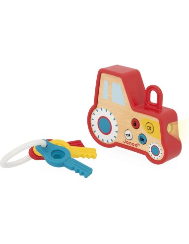Porte-clés Tracteur Sonore et Lumineux - bois - Janod