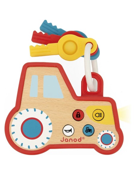 Porte-clés Tracteur Sonore et Lumineux - bois - Janod