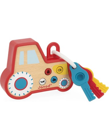 Porte-clés Tracteur Sonore et Lumineux - bois - Janod