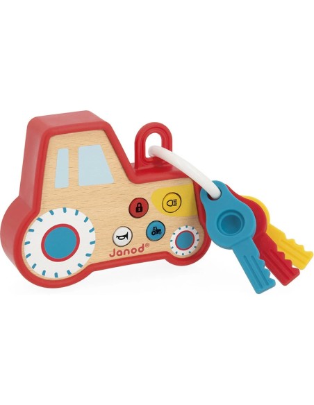 Porte-clés Tracteur Sonore et Lumineux - bois - Janod